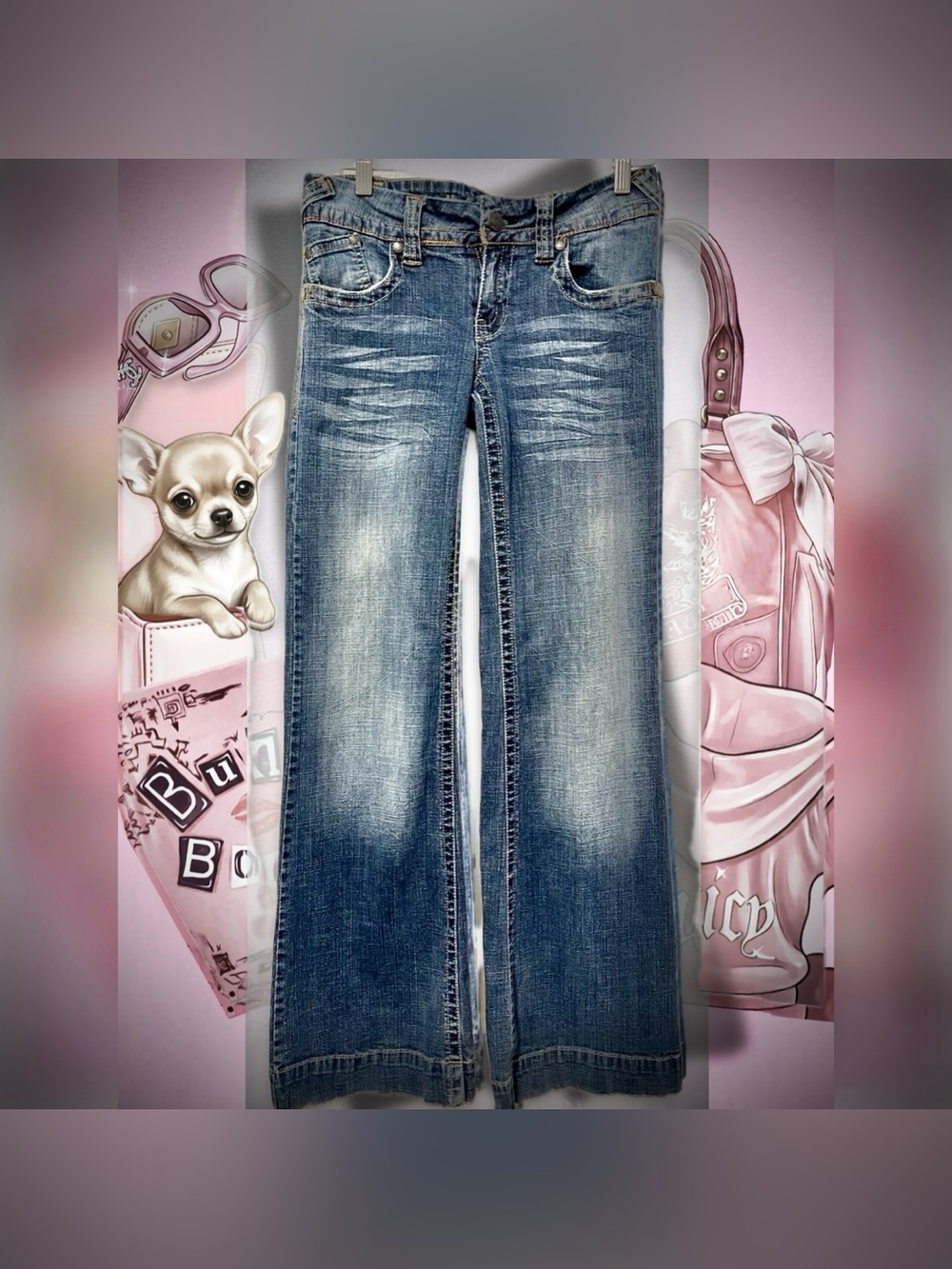 VNTG One-Owner Hydraulic Alex Low Rise Bootcut Jeans 7/8 McBling Indie Sleaze